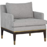 Beckette Lounge Accent Chair in Tufted Heather Grey Fabric & Wood